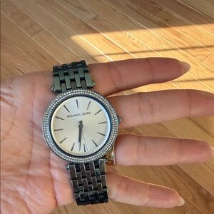 Michael Kors Silver Tone Crystal Bezel Women's Watch